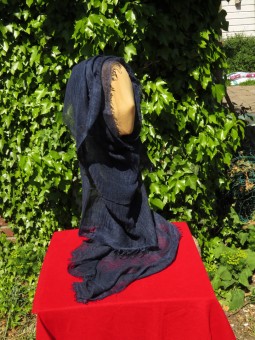 Feiner Schal aus 100 Leinen, orange, handgefärbt. 175x90 cm, mit kurze